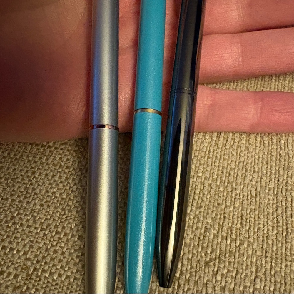 Set of Three Diamond Top Pens in Blue, Black, and Silver - Picture 3 of 3